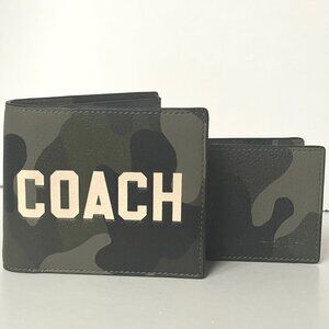 Coach Mens Camo Signature Canvas ID Bifold Wallet 3-in-1